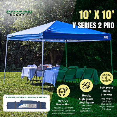 Caravan Canopy V Series 2 Pro 10' x 10' Straight Leg Canopy, Blue (Used) - VMInnovations