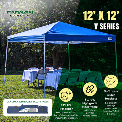 Caravan Series 2 Canopy V 12' x 12' Angled Leg Instant Canopy, Blue (Open Box) - VMInnovations