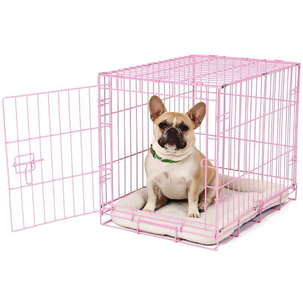 Carlson Pet Products Small Portable Single Door Dog Crate Kennel, Pink(Open Box)