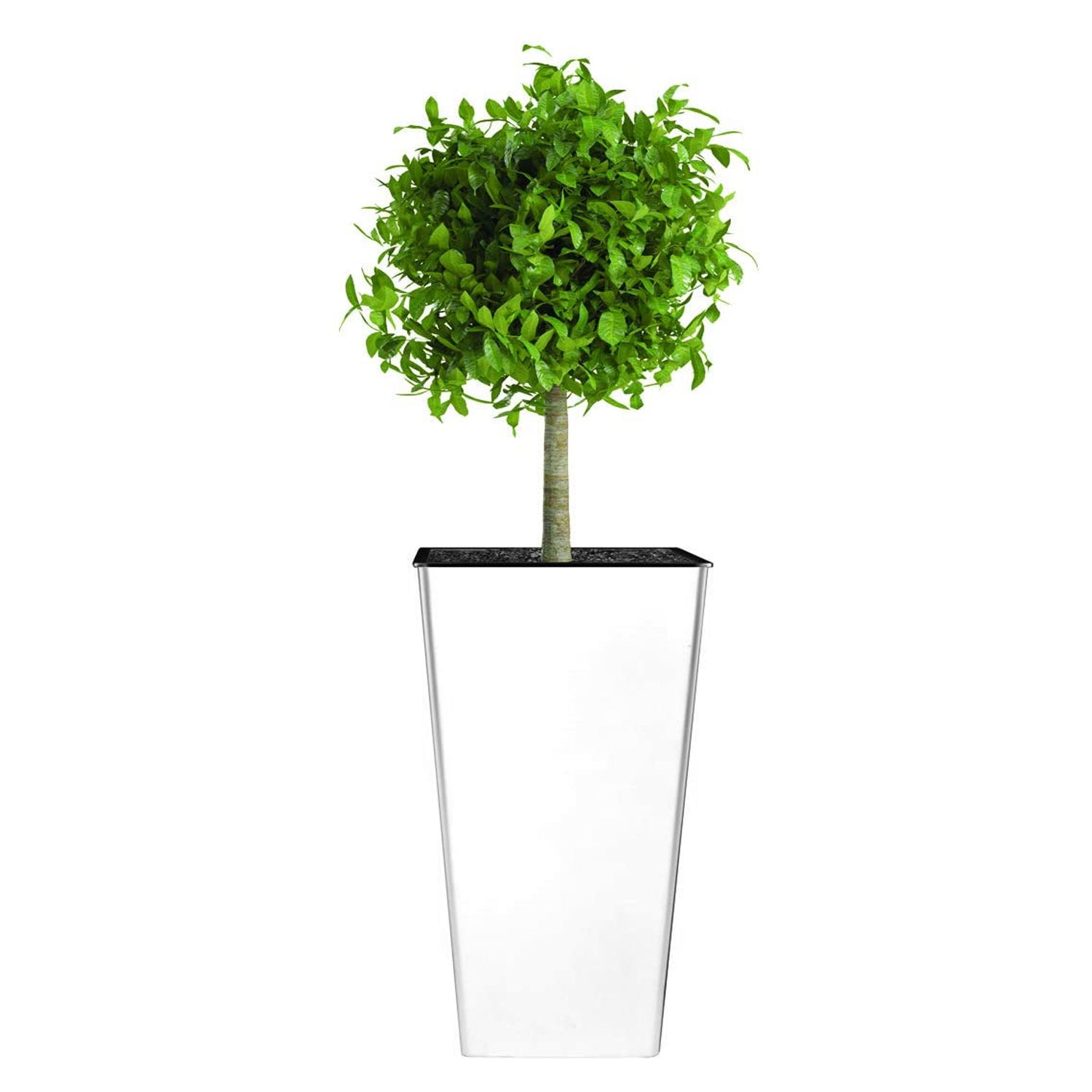 The HC Companies Cascade 15 Inch Wide Self Watering Square Planter, Glossy White - VMInnovations
