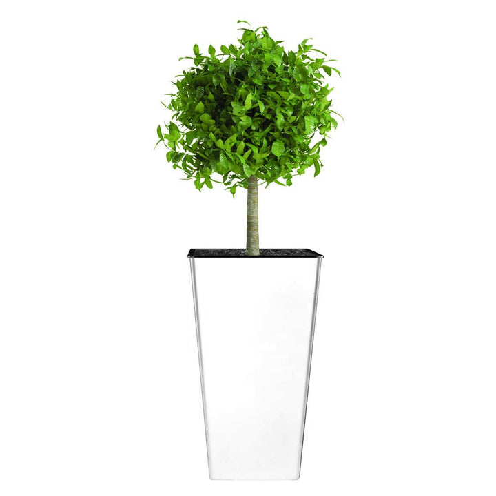 The HC Companies Cascade 15 Inch Wide Self Watering Square Planter, Glossy White - VMInnovations