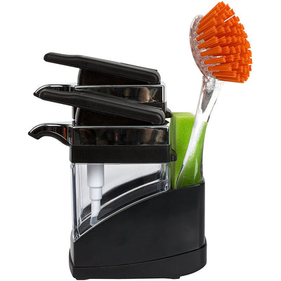 Casabella Chrome Plated Hand Pump Sink Sider Duo with Sponge Compartment, Black