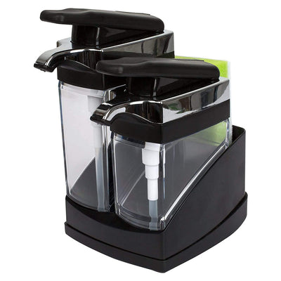Casabella Chrome Plated Hand Pump Sink Sider Duo with Sponge Compartment, Black