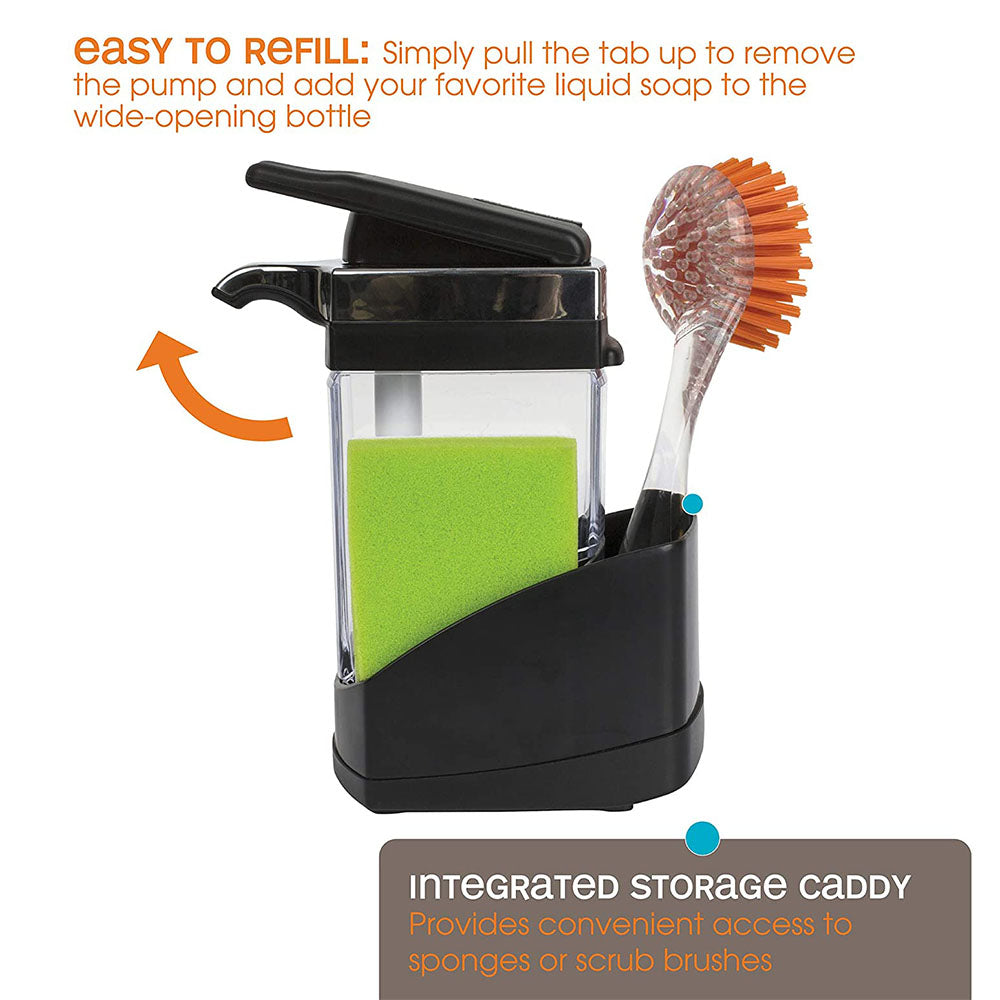 Casabella Hand Pump Sink Sider Solo with Sponge Compartment, Black (Open Box)