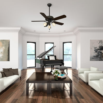 Casablanca Ainsworth 54 Inch Ceiling Fan w/ Light & Pull Chain, Black (Open Box)