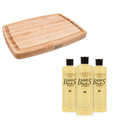 John Boos 14" Maple Cutting/Carving Board with Mystery Maintenance Oil 3 Pack - VMInnovations