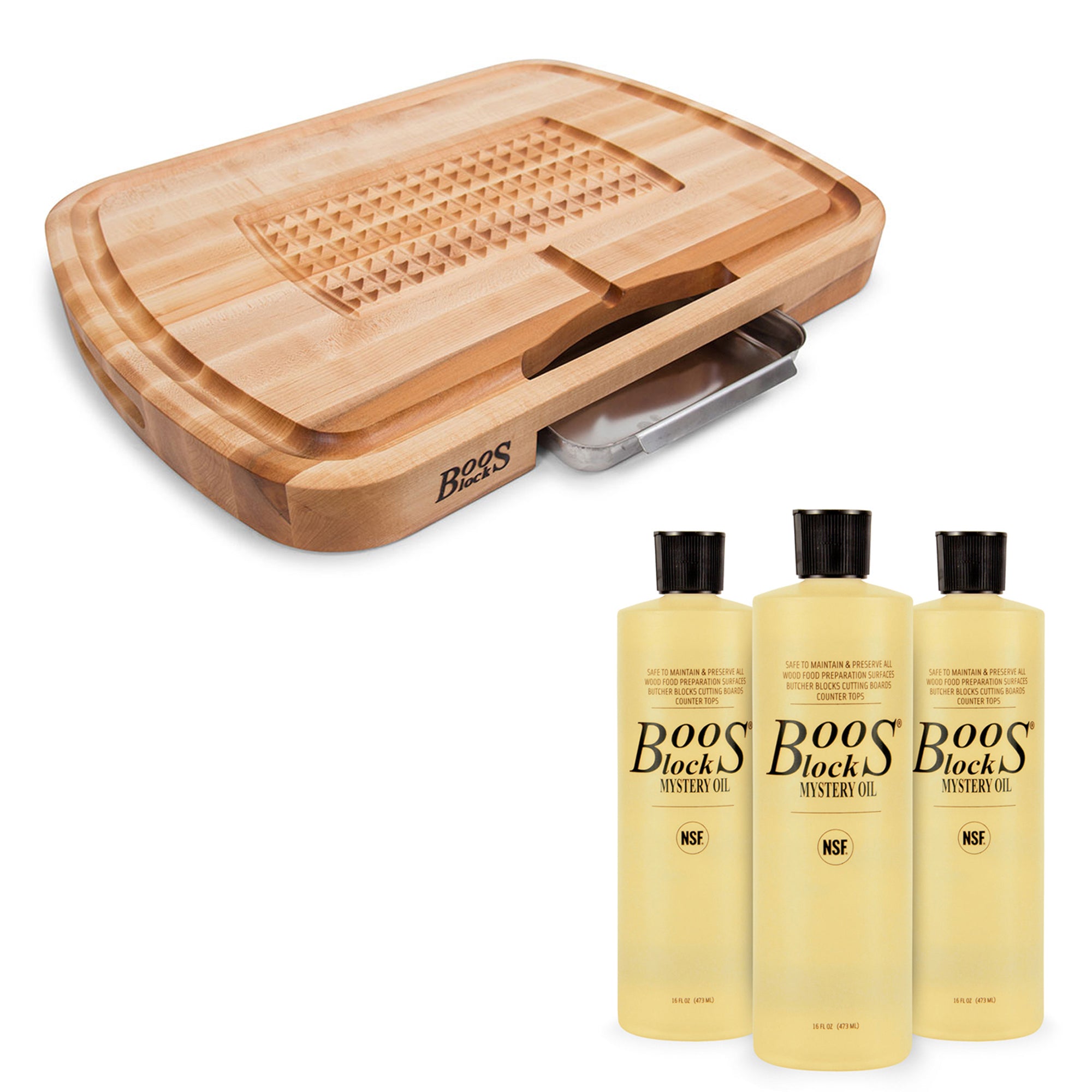 John Boos Block Ultimate Cutting Board Set with Mystery Maintenance Oil (3 Pack) - VMInnovations