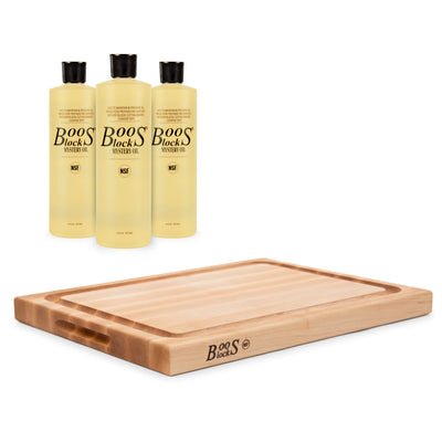 John Boos Block 15 Inch Cutting Board Bundle w/ Mystery Maintenance Oil (3 Pack) - VMInnovations