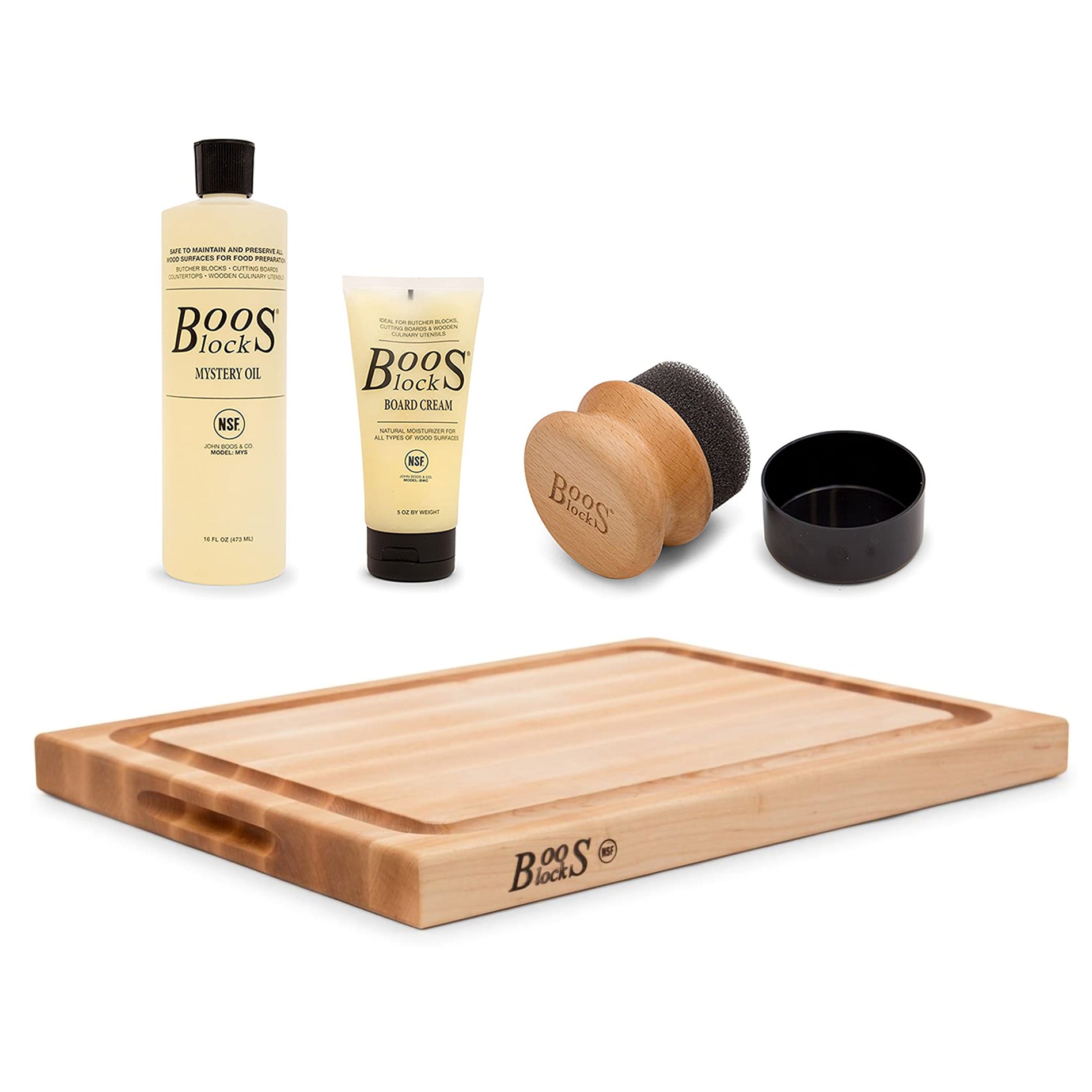 John Boos Block 15 Inch Cutting Board Bundle w/ 3 Piece Care and Maintenance Set - VMInnovations