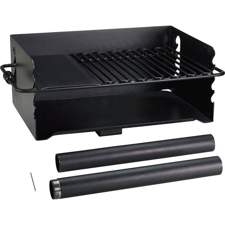 Pilot Rock Jumbo Park Style Steel Outdoor BBQ Charcoal Grill and Post, 2 Pack