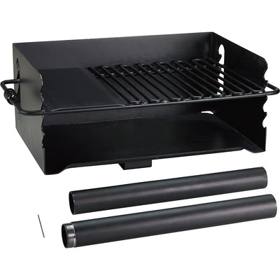 Pilot Rock Jumbo Park Style Steel Outdoor BBQ Charcoal Grill and Post (Open Box) - VMInnovations