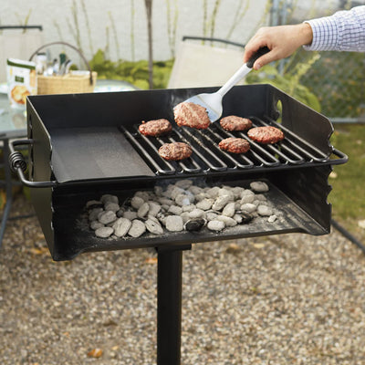 Pilot Rock Jumbo Park Style Steel BBQ Charcoal Grill and Post, Black (For Parts)