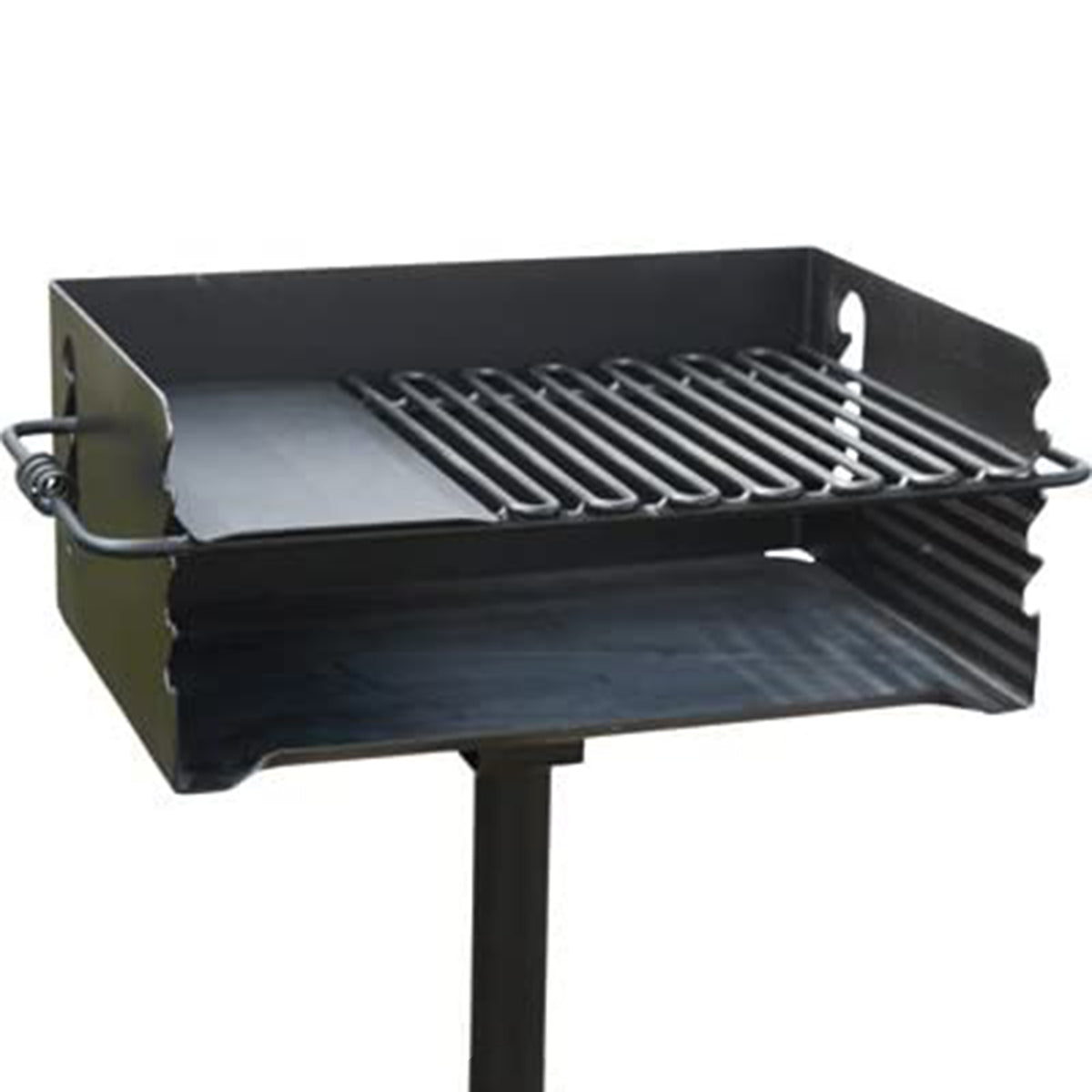 Pilot Rock Jumbo Park Style Steel BBQ Charcoal Grill and Post, Black (For Parts)