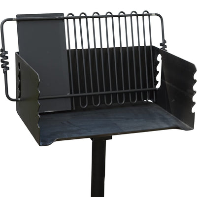 Pilot Rock Jumbo Park Style Steel Outdoor BBQ Charcoal Grill and Post (Open Box)