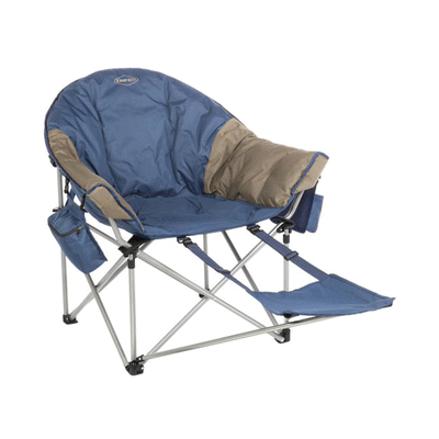 Kamp-Rite Kozy Klub Outdoor Camping Chair w/ Detachable Footrest, Navy (2 Pack)