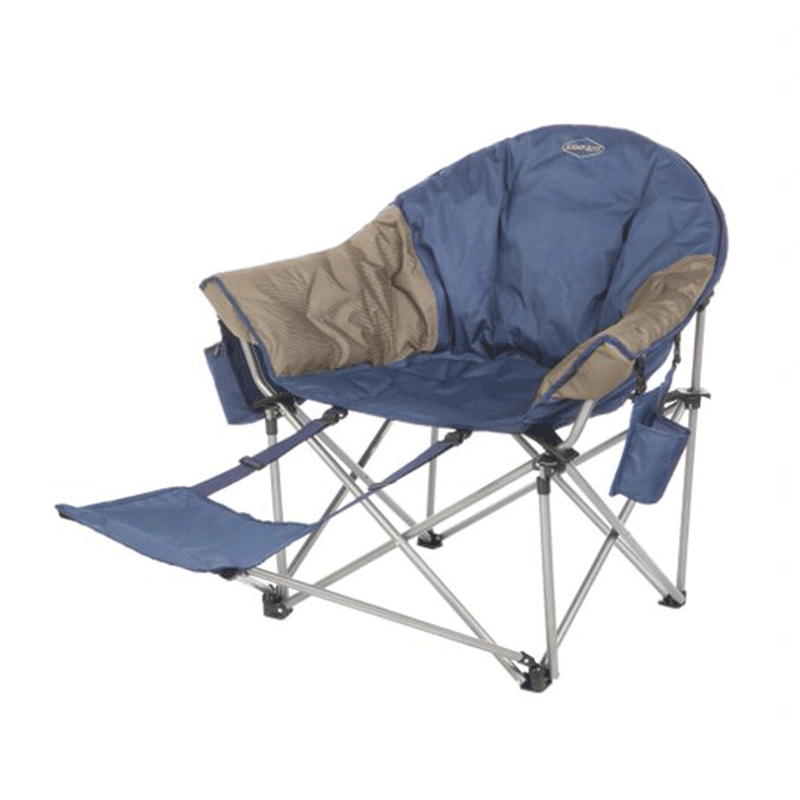Kamp-Rite Kozy Klub Outdoor Camping Chair w/ Detachable Footrest, Navy (2 Pack)