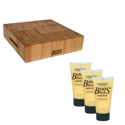 John Boos Classic 12x12 Inch Maple Wood Chopping Block w/ Moisture Cream 3 Pack