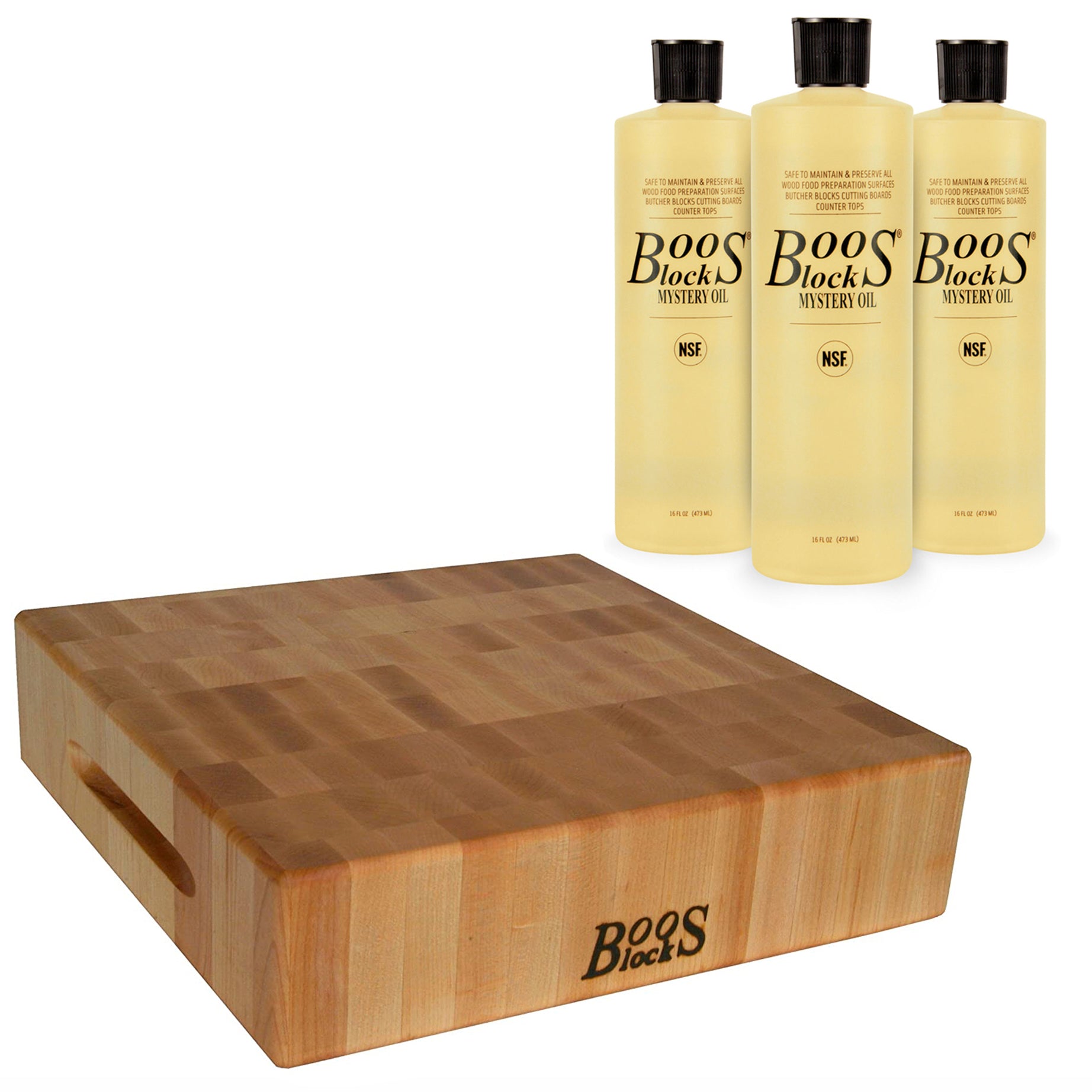 John Boos Classic Collection Wood Chopping Block Bundle w/ Mystery Oil (3 Pack) - VMInnovations
