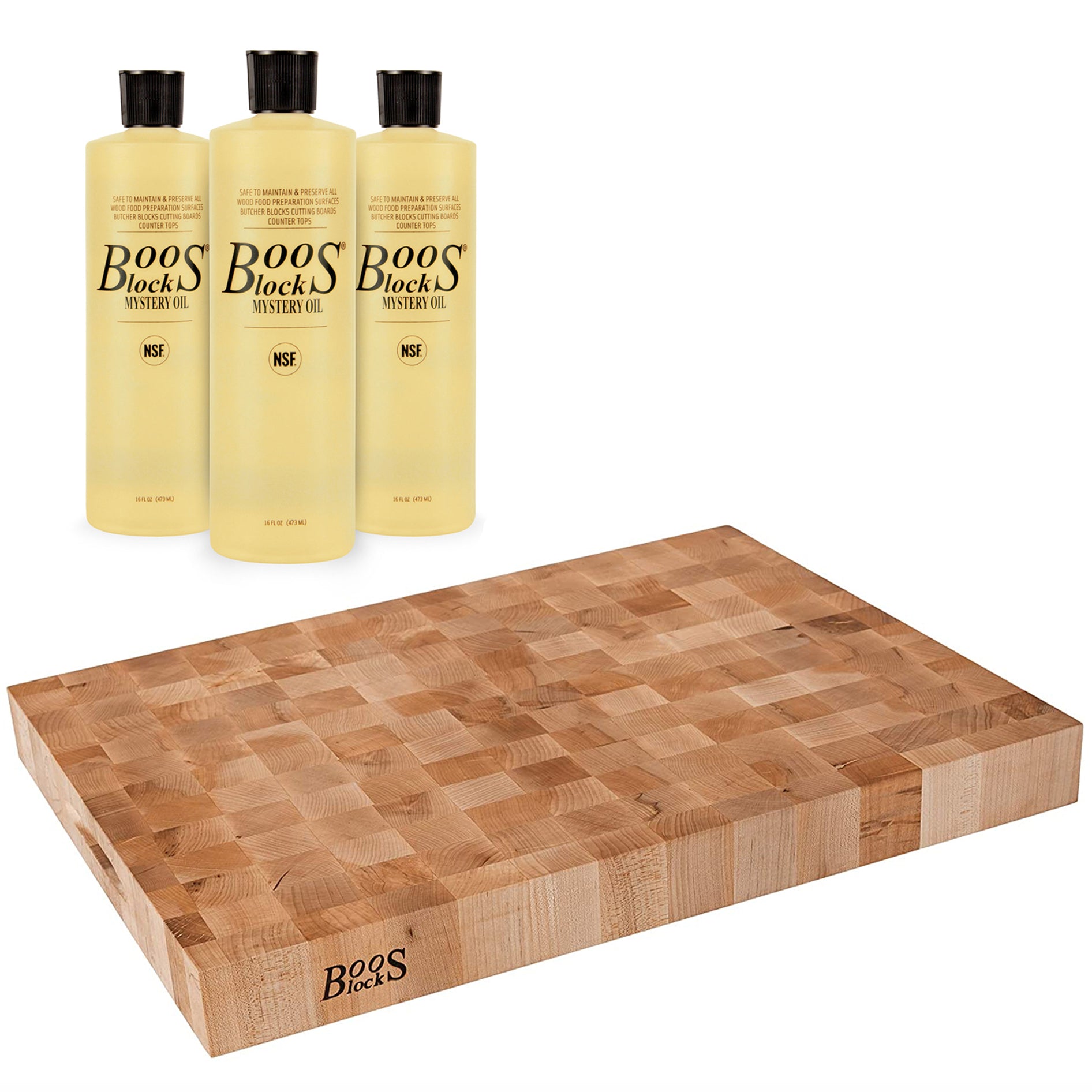 John Boos Block Reversible Wood Chopping Block Bundle with Mystery Oil (3 Pack) - VMInnovations