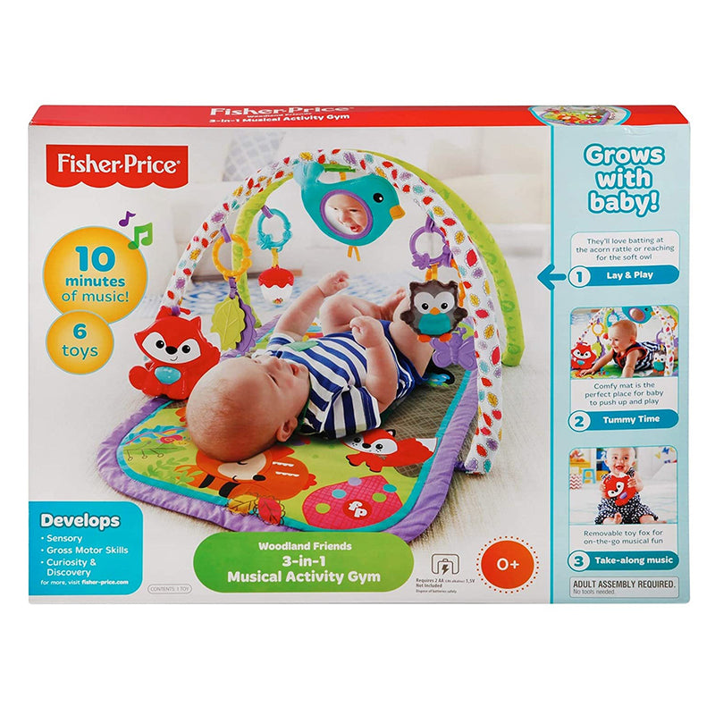 Fisher-Price Musical Activity Baby Play Mat Floor Gym with 5 Toys (Open Box)