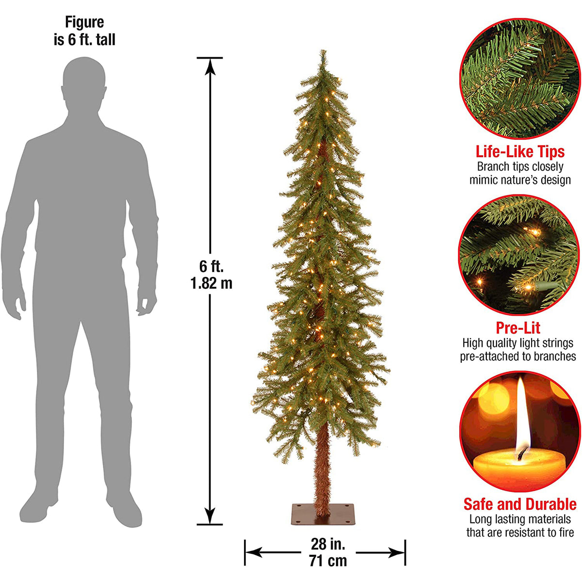 National Tree Company Cedar 6 Ft Prelit Christmas Tree w/ 200 Lights (Open Box)