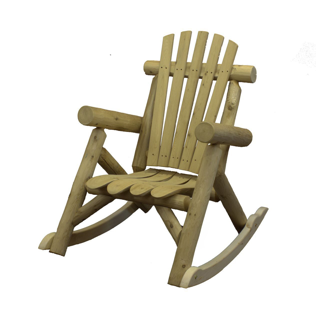 Lakeland Mills Country Cedar Log Wood Outdoor Porch Patio Rocking Chair, Natural - VMInnovations