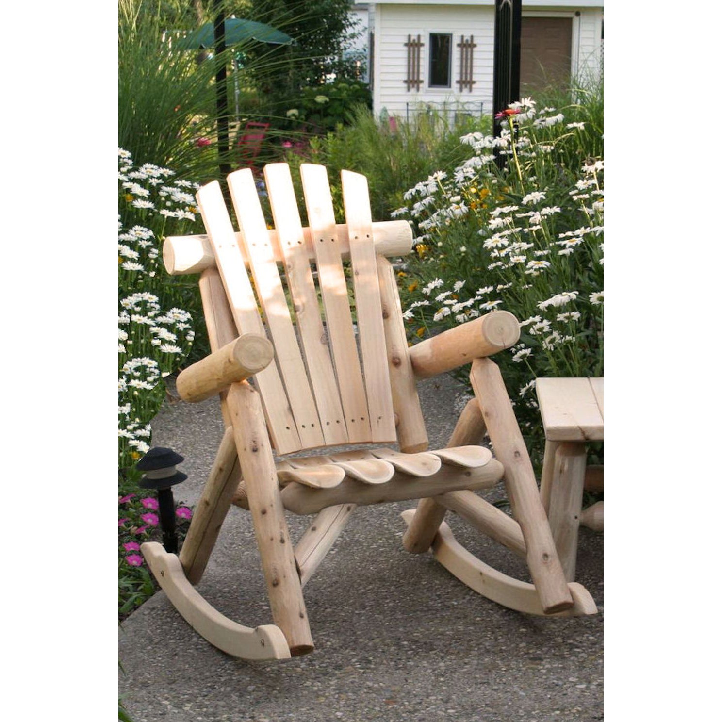 Lakeland Mills Country Cedar Log Wood Outdoor Porch Patio Rocking Chair, Natural - VMInnovations