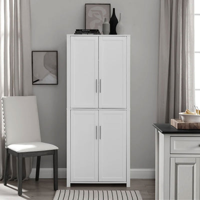 Crosley Furniture Savannah Transitional Tall 2 Cabinet Kitchen Pantry, White