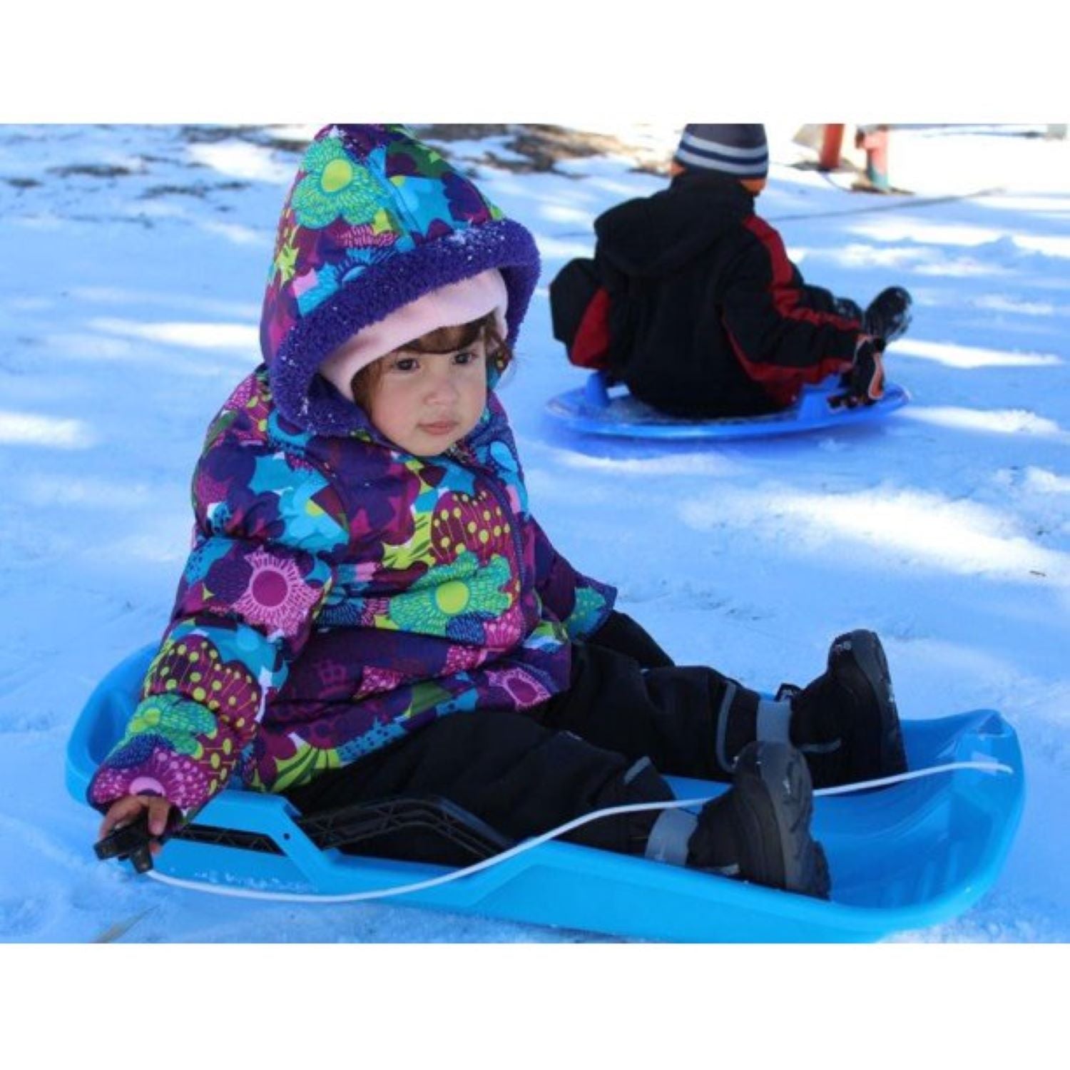 Slippery Racer Thunder Kids Toddler Plastic Toboggan Snow Sled, Blue (Open Box) - VMInnovations