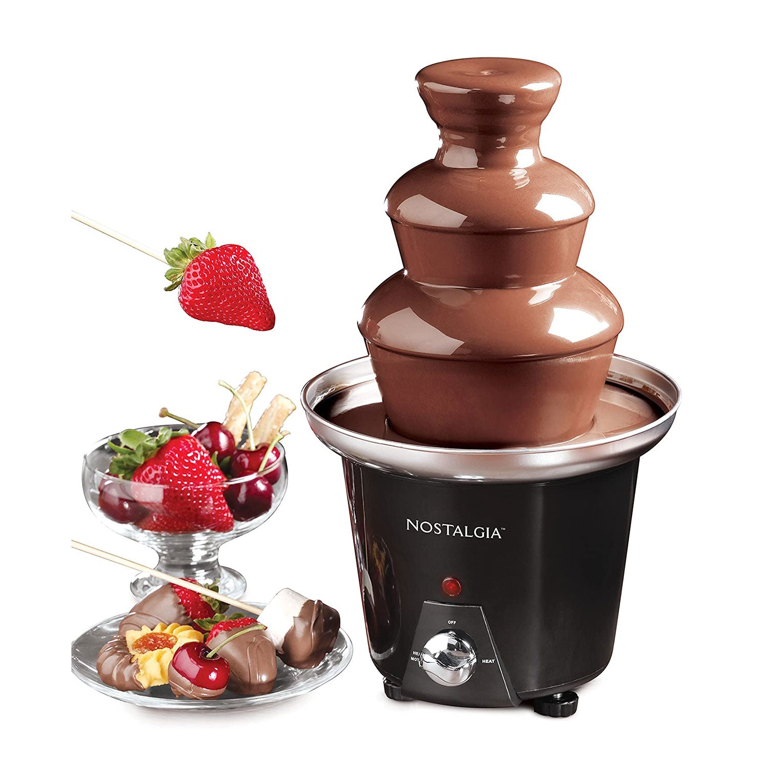 Nostalgia 24oz 3-Tier Stainless Steel Chocolate Fondue Fountain, Black(Open Box) - VMInnovations