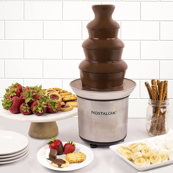 Nostalgia 32 Oz 4 Tier Stainless Steel Chocolate Fondue Fountain (Open Box)