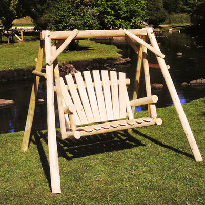 Lakeland Mills 5 Foot Cedar Log A Frame Outdoor Porch Swing Mount Only(Open Box) - VMInnovations