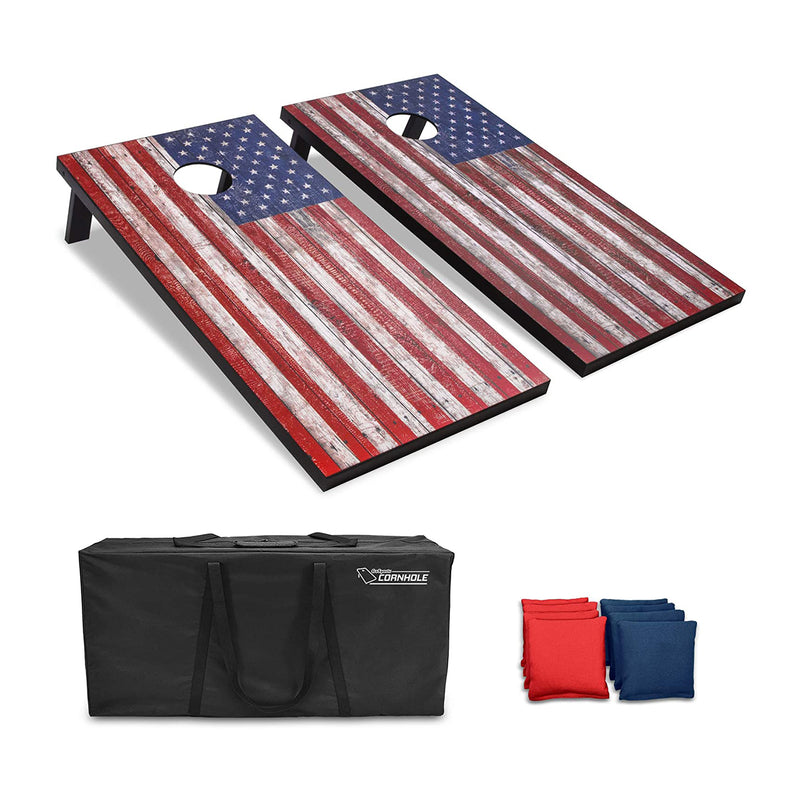 GoSports Classic Cornhole Size Outdoor Backyard Game, American Flag (Open Box)