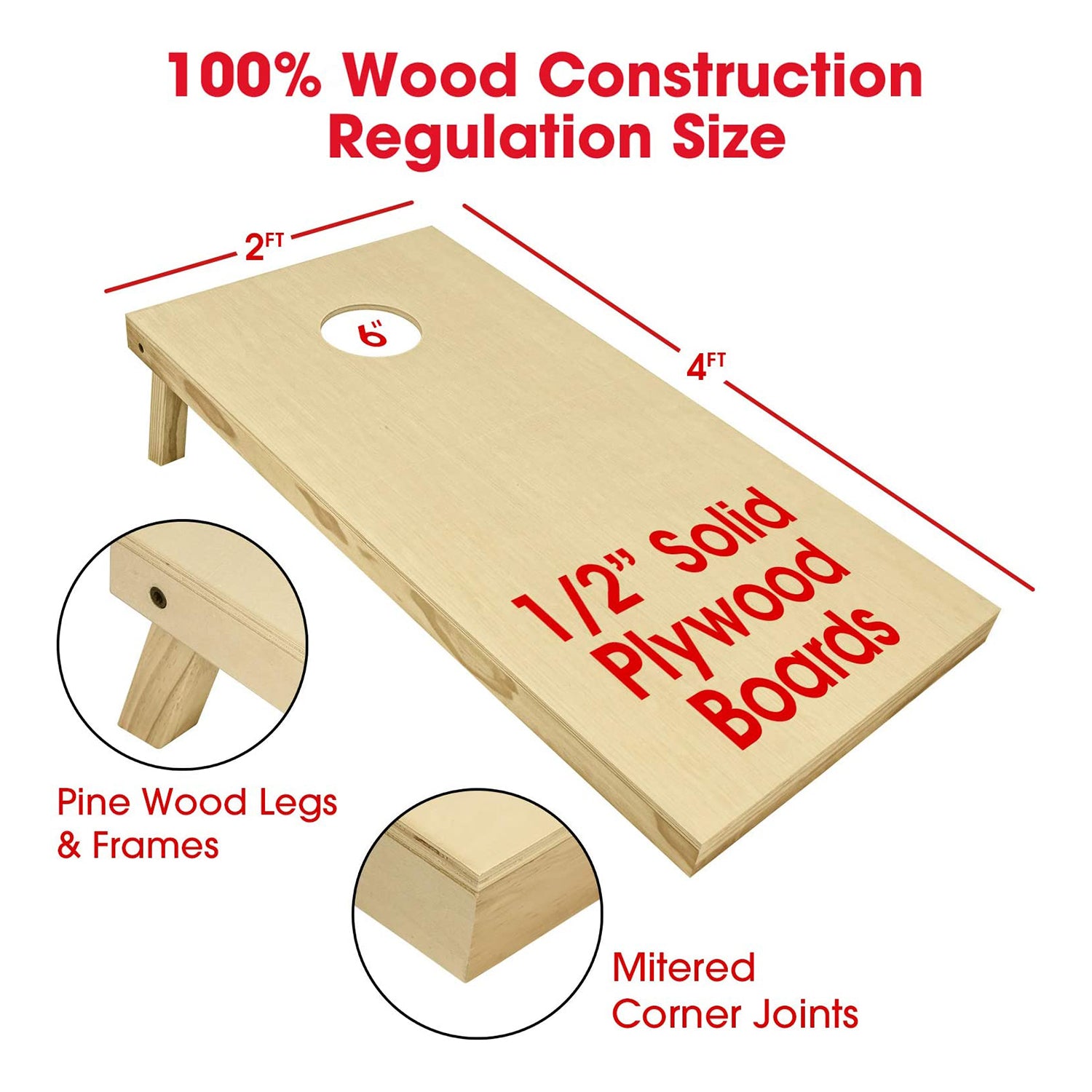 GoSports 4' x 2' Size Cornhole Bean Bag Outdoor Backyard Lawn Game (Open Box) - VMInnovations