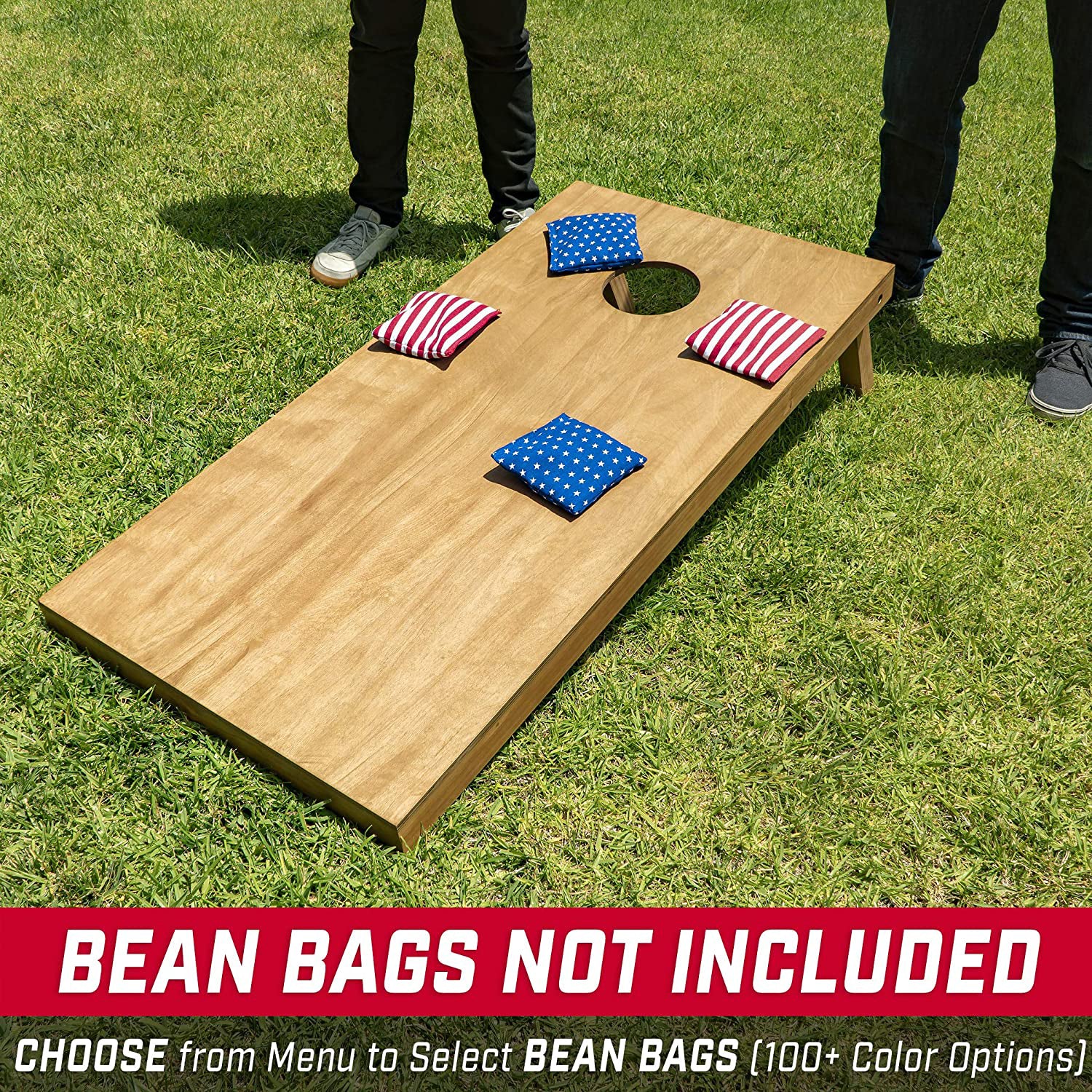 GoSports Cornhole Regulation Size Lawn Backyard Lawn Game, Light Brown (Used) - VMInnovations