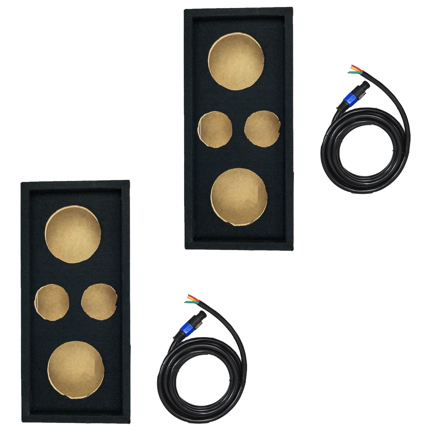 Q Power Car Audio Subwoofer Box Chuchero for 6.5" Mids and 3" Tweeters (2 Pack)