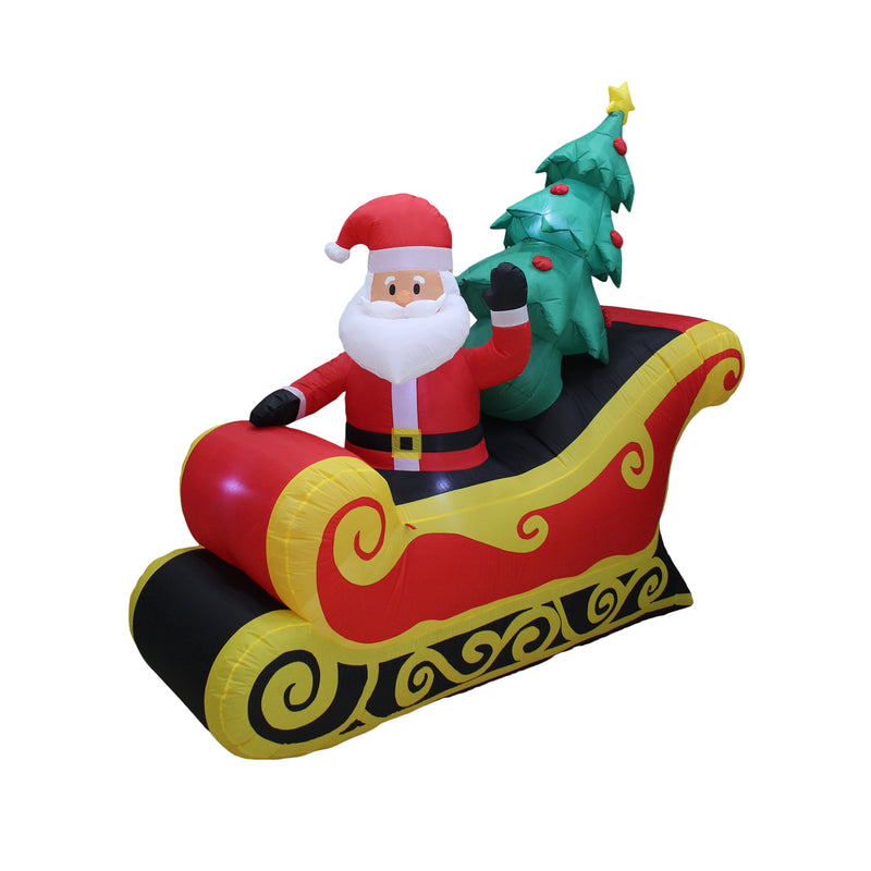 A Holiday Company 7 Ft Inflatable Santa on Sleigh Holiday Lawn Decoration (Used)