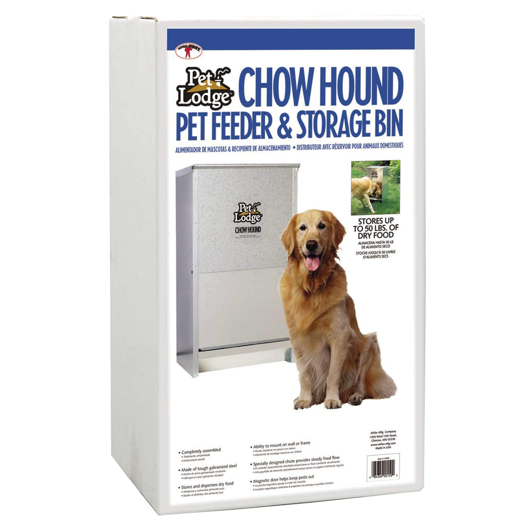 Pet Lodge Dry Food Automatic Steel Dog Feeder Chow Hound w/ 50 Pound Capacity