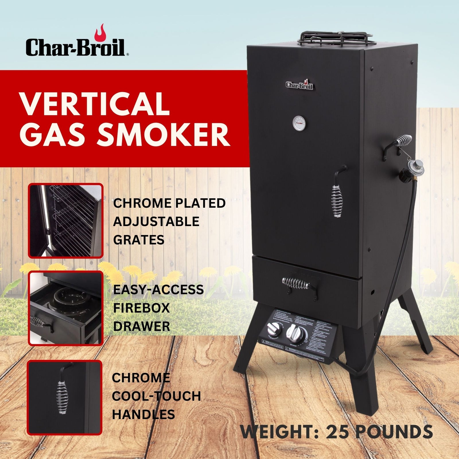 Char-Broil Vertical 45 Inch Liquid Propane Steel Grill Gas Smoker, Blk(Open Box) - VMInnovations
