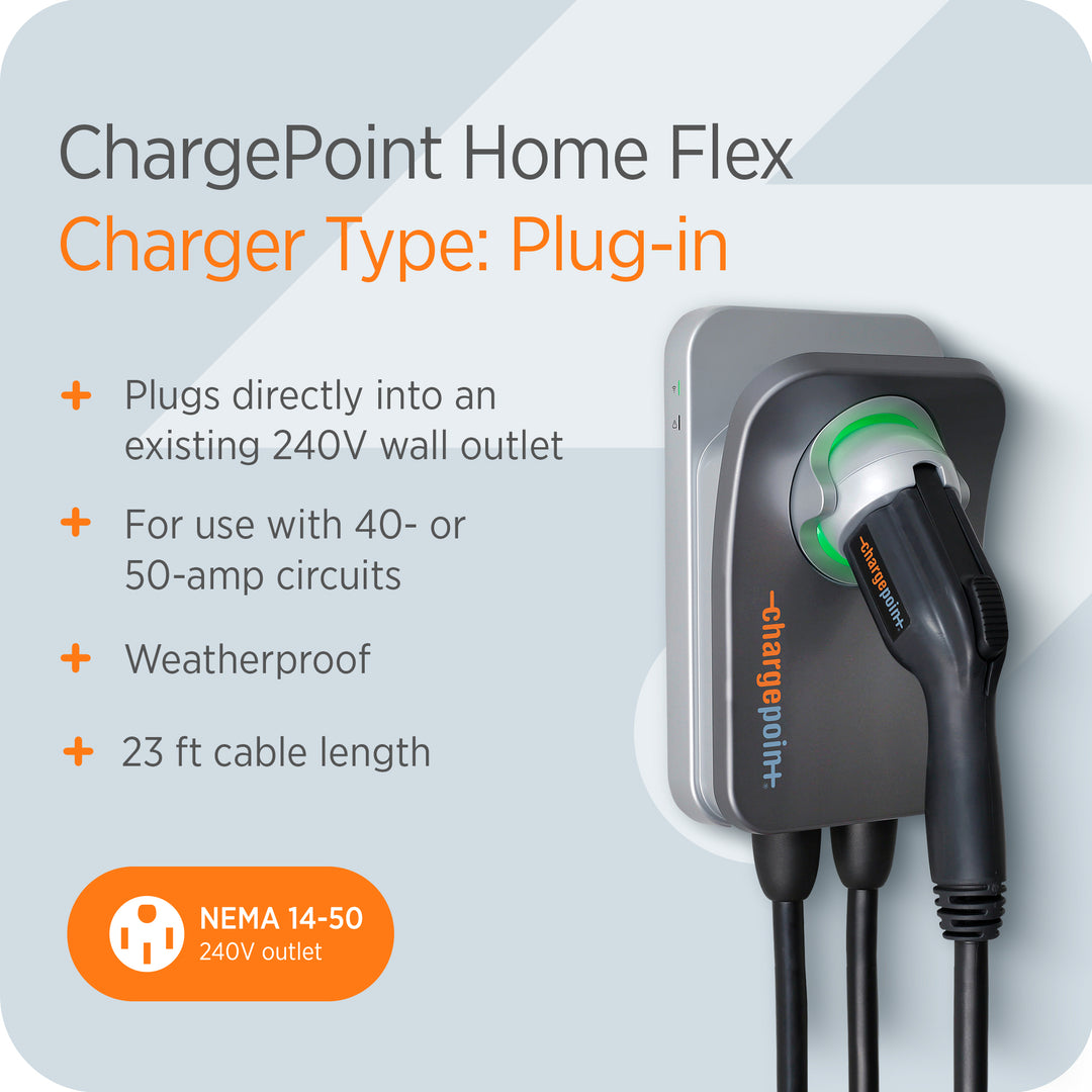 ChargePoint Home Flex Level 2 WiFi NEMA 14-50 Plug Electric Vehicle EV Charger