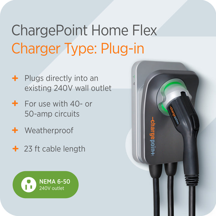 ChargePoint Home Flex Level 2 WiFi NEMA 6-50 Plug Electric Vehicle EV Charger