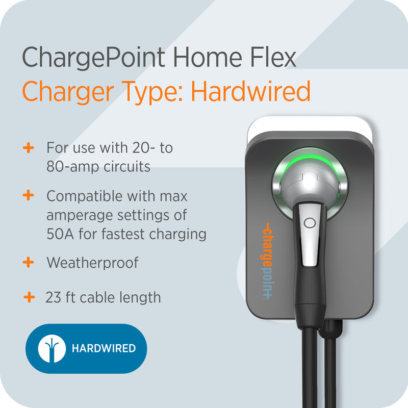 ChargePoint Home Flex Level 2 EV Charger NACS, Hardwired EV Fast Charge Station