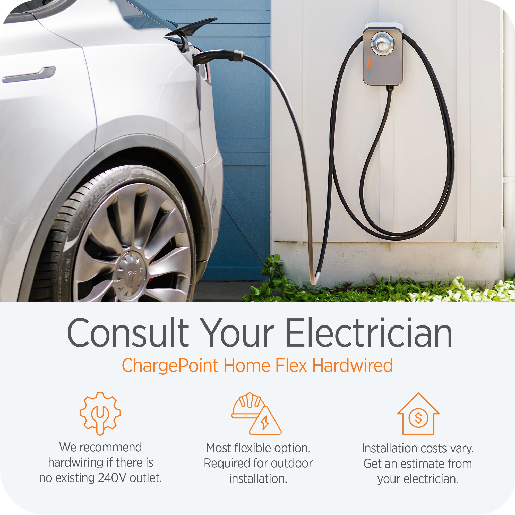 ChargePoint Flex Level 2 EV Charger NACS, Hardwired EV Fast Charge Station(Used) - VMInnovations
