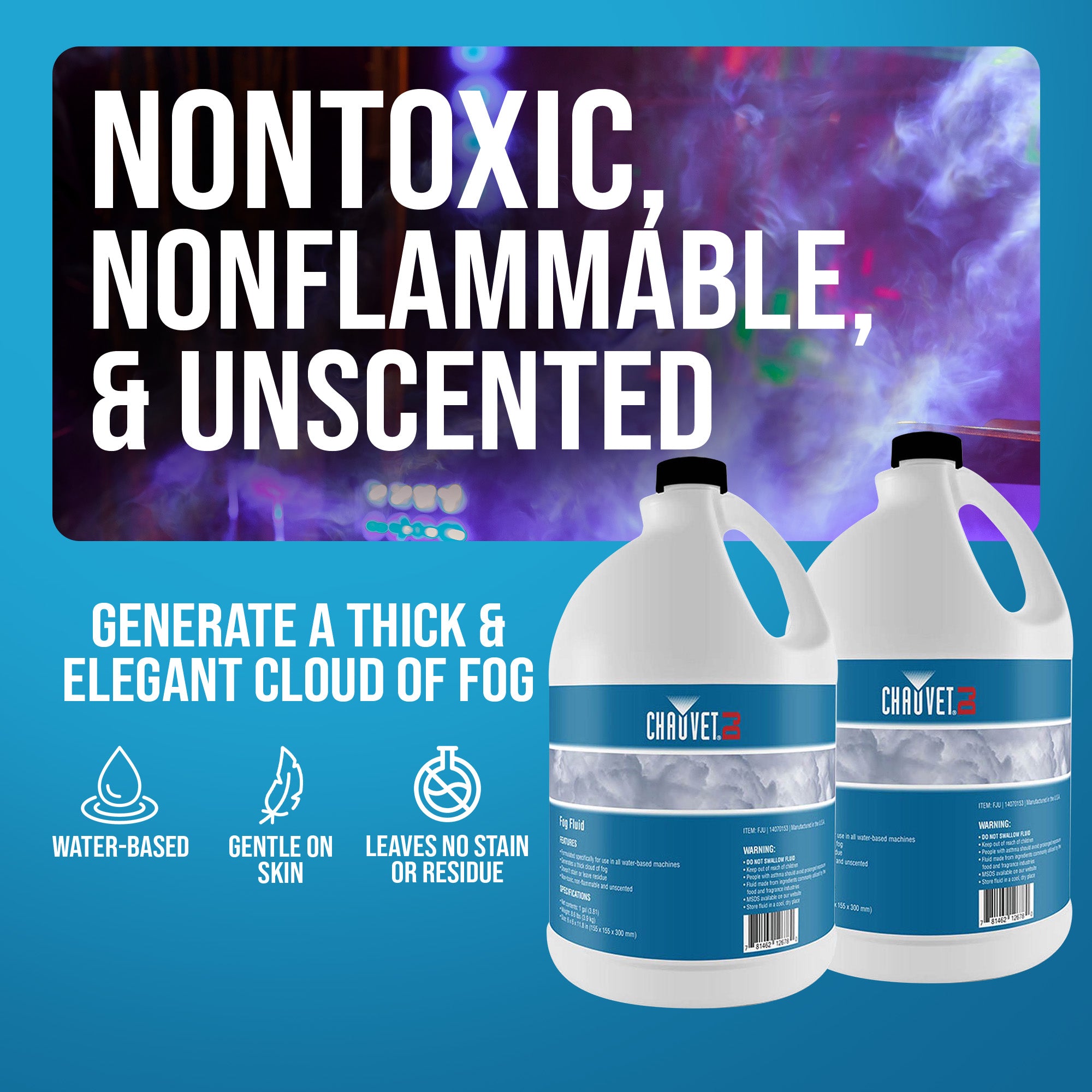 Chauvet DJ 1 Gallon Bottle of Fog Smoke Juice Fluid for Fog Machines (2 Pack) - VMInnovations