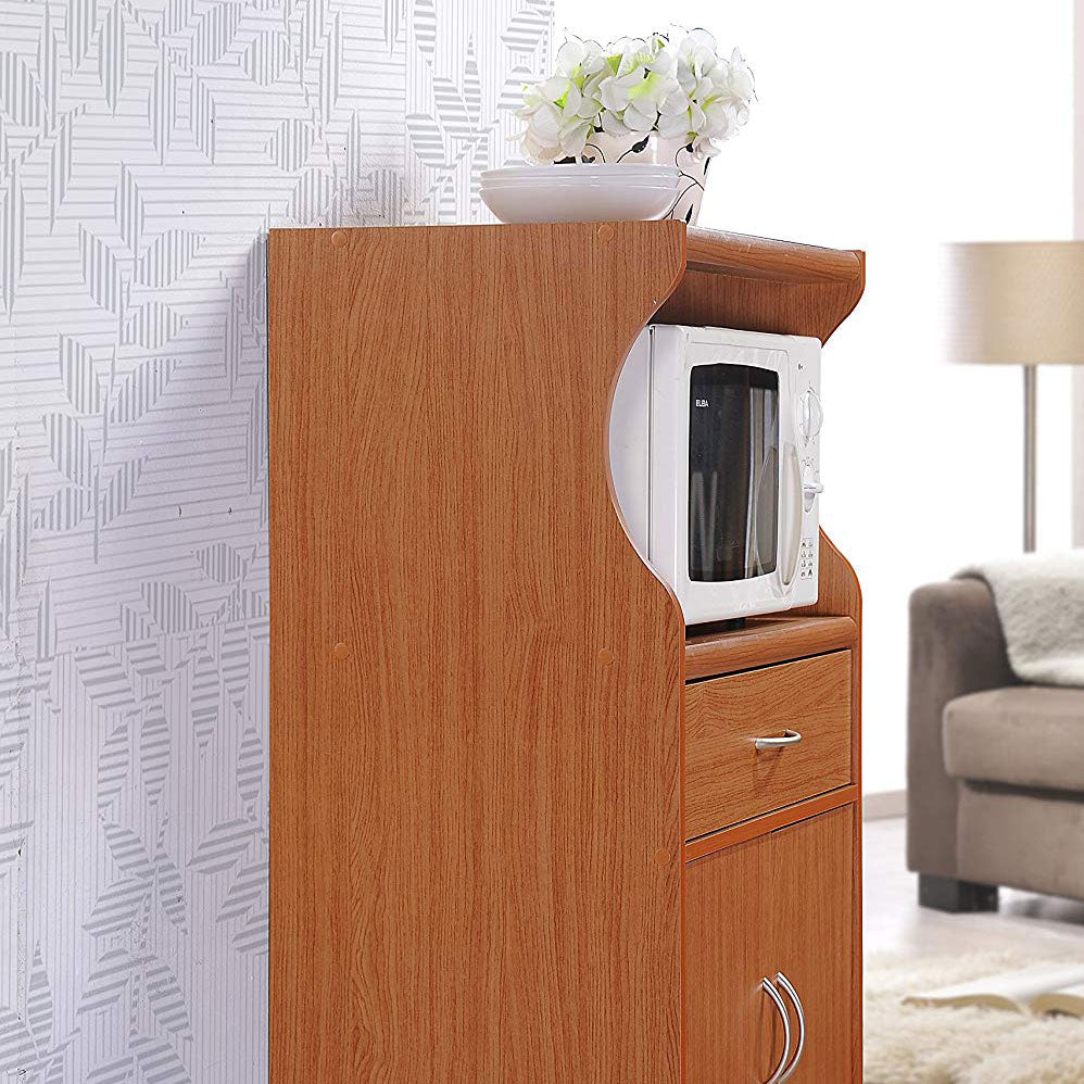 Hodedah Wheeled Kitchen Microwave Cart with Drawer and Cabinet Storage(Open Box)