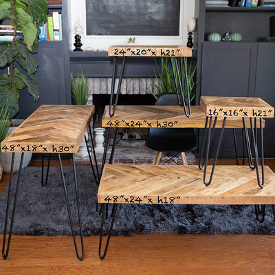 Mindful Living Rustic Mid Century Modern Wood & Iron Chevron Desk (For Parts)