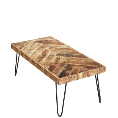 Mindful Living Rustic Mid Century Modern Wood & Iron Chevron Desk (For Parts)