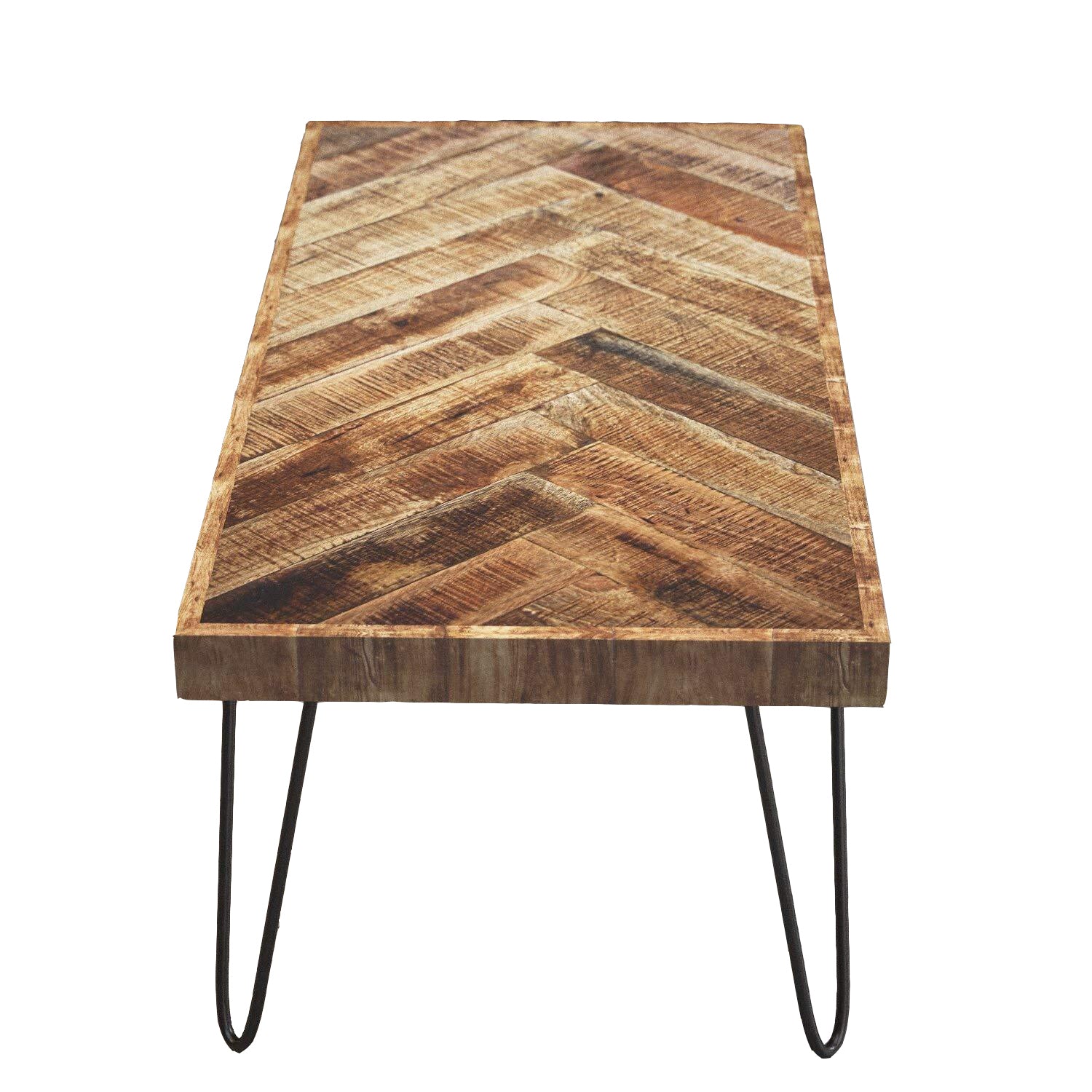 Mindful Living Rustic Mid Century Modern Wood & Iron Chevron Desk (For Parts)