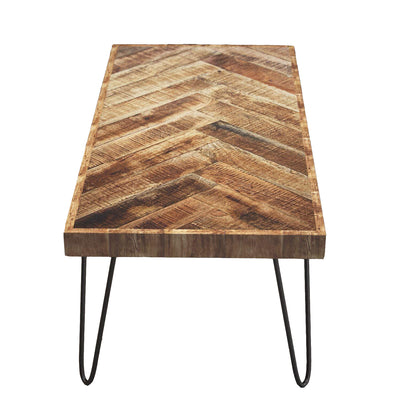 Mindful Living Rustic Mid Century Modern Wood & Iron Chevron Desk (For Parts)