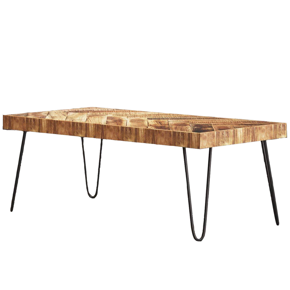 Mindful Living Rustic Mid Century Modern Wood & Iron Chevron Desk (For Parts)